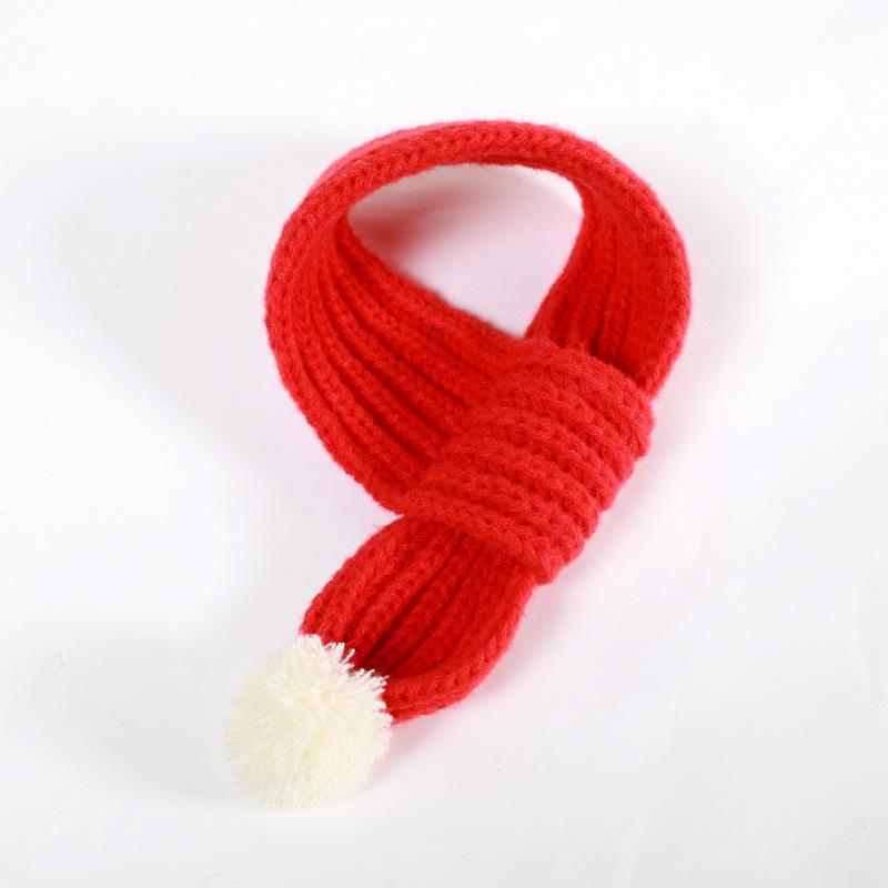 Bufanda de punto con pompón blanco para perros y gatos, bufanda cálida para mascotas, suministros de invierno, accesorios de Navidad y Año: M / Blanco