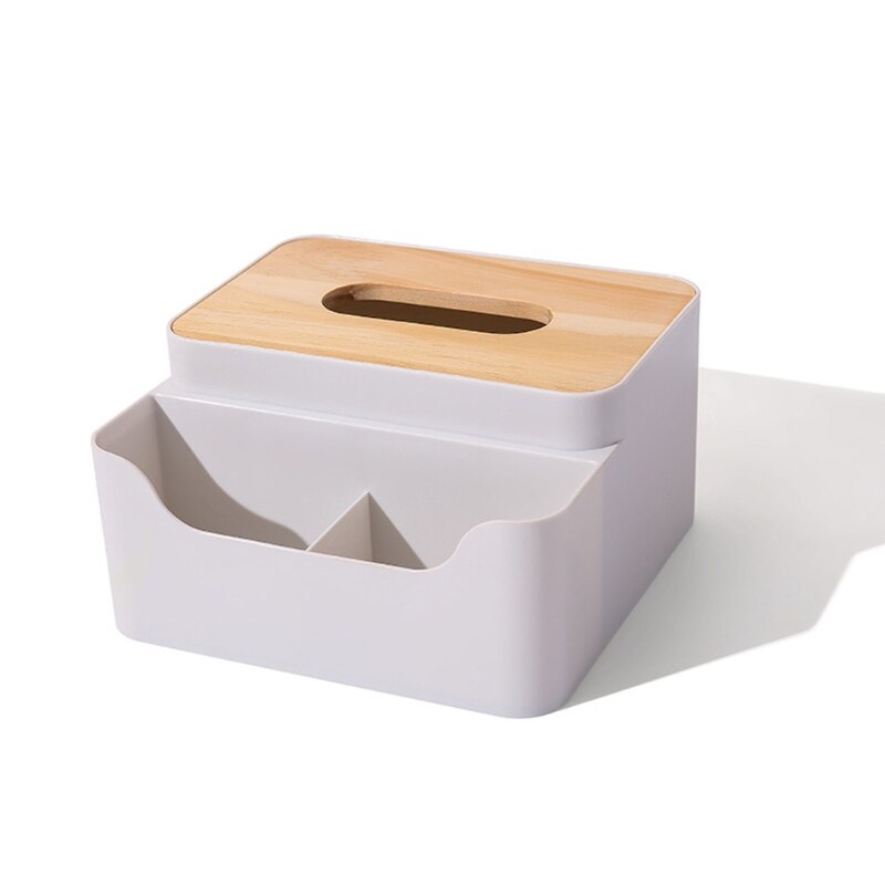 Tissue Box Roll Paper Storage Container Remote Control Storage Case: white Multi