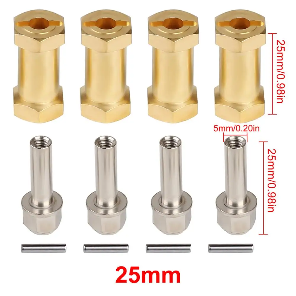 INJORA cięższy mosiężny przedłużony Adapter 12MM koło sześciokątne 12/15/17/20/25MM dla 1/10 gąsienica RC oś samochodu SCX10 90046 D90: FIOLETOWY