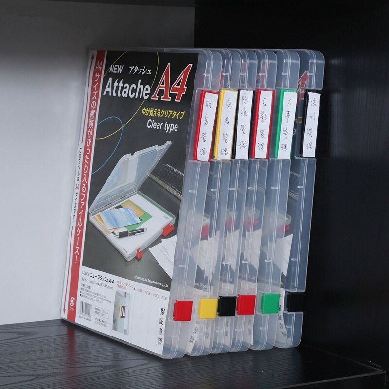 Transparent A4 File Box Portable Plastic Office Stationery Storage Folder Portable Large Capacity Binder