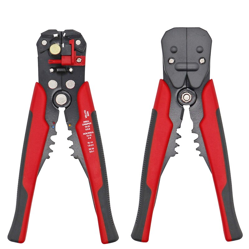 HS-D1 Wire Stripping Tool Self-adjusting 8" Automatic Wire Stripper Pliers Tool for Wire Stripping, Cutting, Crimping 10-24 AWG: D1-Red