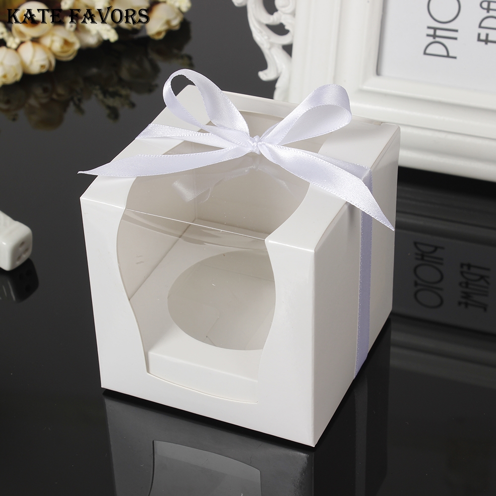 Vindue kage boks blår muffin enkelt cupcake boks fest bryllup favor kasser papir boks og emballage beholdere leverandør