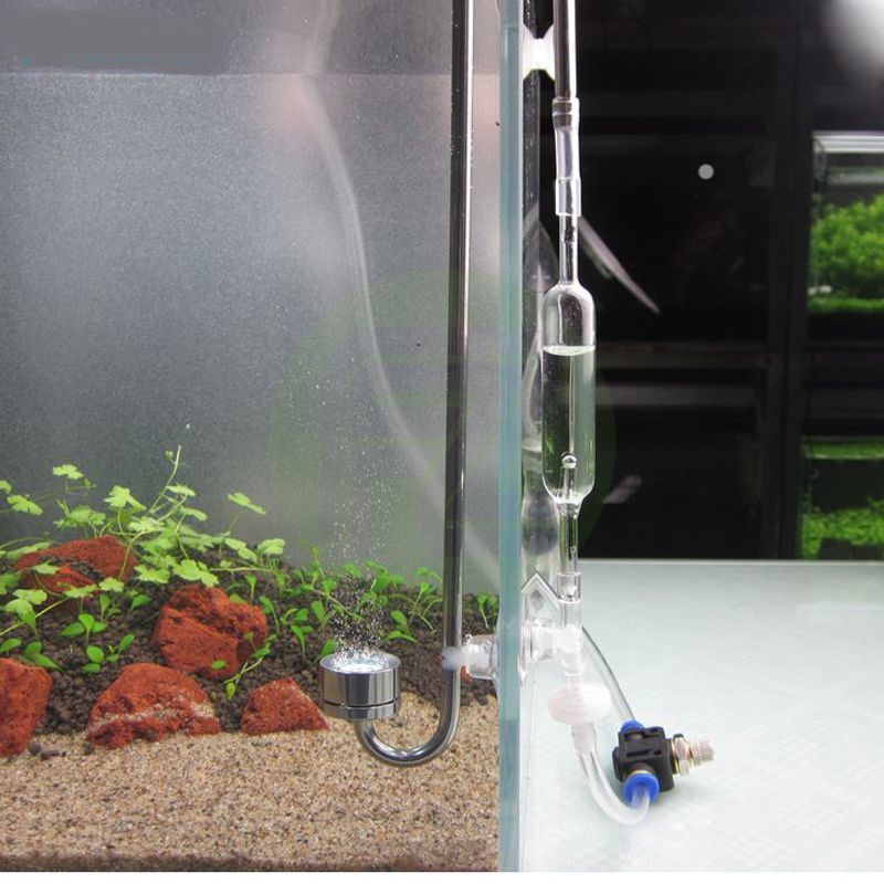 Akvarium rett glass  co2 fisk tank boble forteller til fisk levende plante nano plantet tank  co2 fisk tank boble forteller verktøy