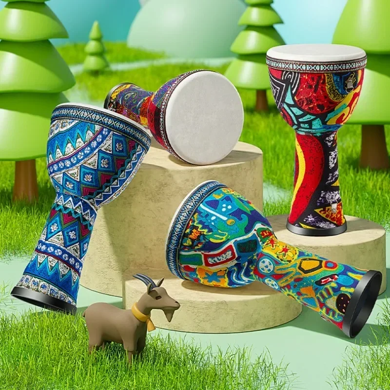 Tambour africain 8 pouces tambour djembé africain sculpté à la main en bois massif peau de chèvre Instrument de musique africain traditionnel