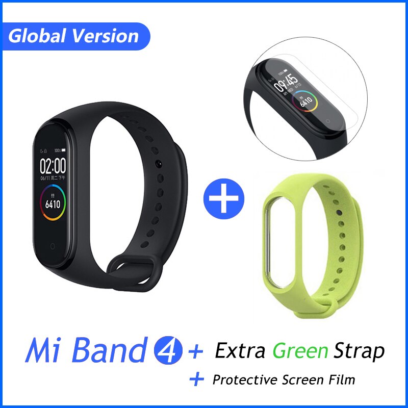 Xiaomi Mi Banda 4 Più Nuovo Sport Miband 4 Braccialetto Intelligente di Frequenza Cardiaca Fitness Traker 135mAh di Colore Dello Schermo di Bluetooth Impermeabile 5.0: GB add green film