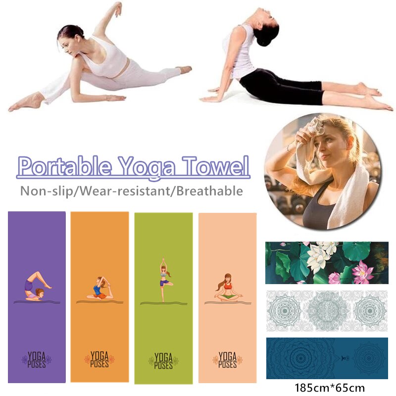 Draagbare Vouwen Microfiber Yoga Handdoek Antislip Milieuvriendelijke Afdrukken Quick Dry Fitness Yoga Handdoek