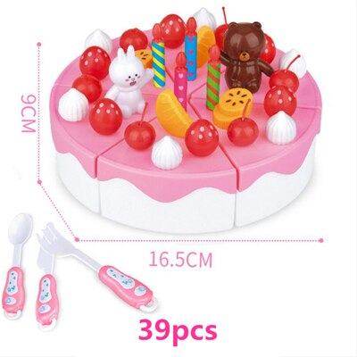 103Pcs ABS Plastic Cake Toys Children's Classic Kitchen Toys 6 Different Types Pink blue Boys And Girls Birthday Christmas: 39pcs pink no box