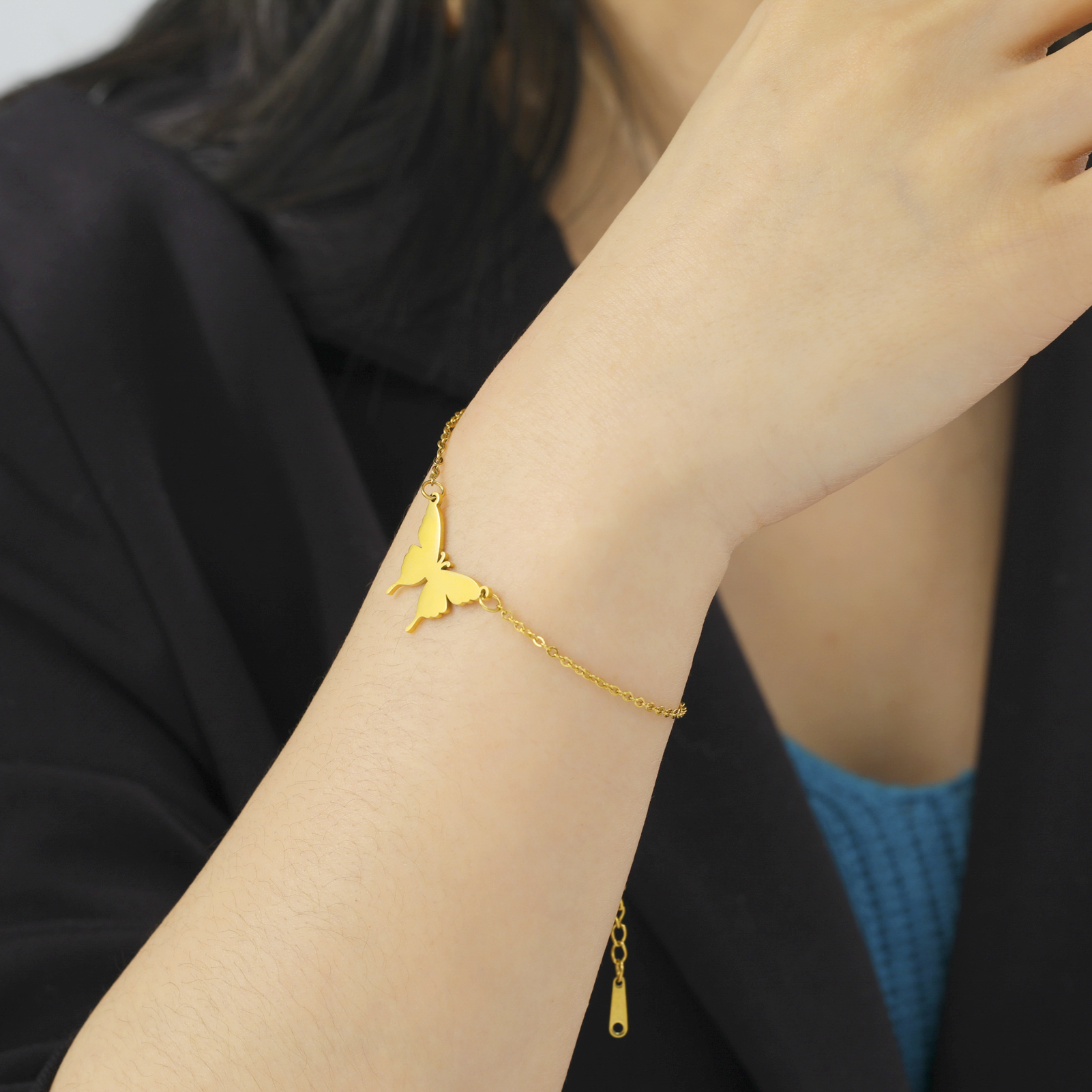 Vrouwen Verstelbare Armband Vlinder Hanger Armband Roestvrij Staal Voor Vrouwen Mode-sieraden Bruidsmeisje