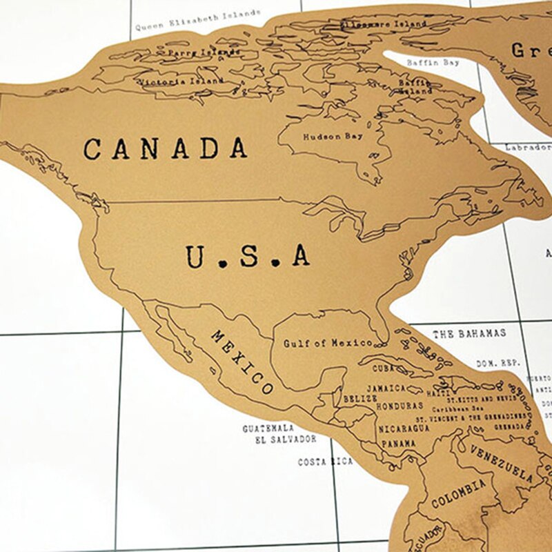 1Piece Deluxe White Scratch Off World Map 88x 52cm White Map Scratch With Cylinder Packing Room Decoration Wall Stickers