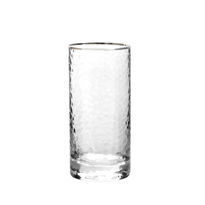 Taza de leche y café con borde dorado, vaso de Agua de Cristal martillado, vaso de zumo sin plomo, taza de bebida transparente, vaso de vidrio para el hogar: C-colorless 315ml