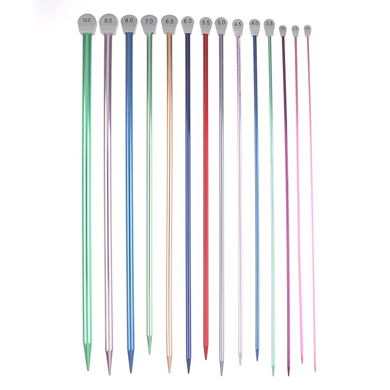 2 stuks/set enkelpuntige breinaalden spelden rechte aluminium diy weefgereedschap lange trui sjaal naald