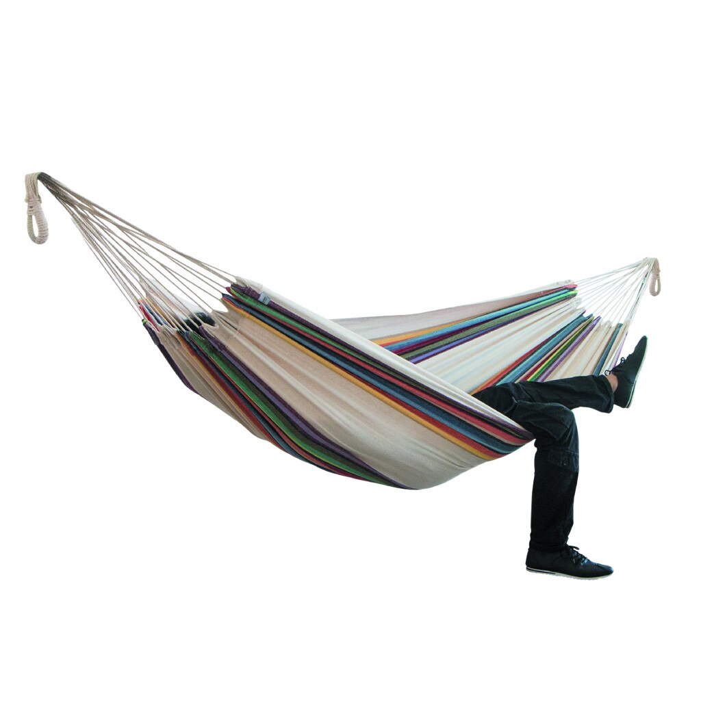 Hamacas dobles individuales para interiores, durabilidad cómoda, tumbona colgante a rayas, lona gruesa, hamaca grande para silla al aire libre