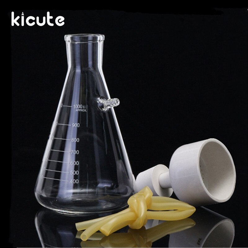 Kicute 1000ml Vacuum Suction Filtration Device Buchner Funnel Borosilicate Glass Funnel Flask School Laboratory Supplies