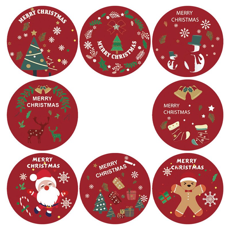 Julfest klistermärke söta klistermärken dekorativt förseglings klistermärke god jul bakning klistermärke kuvert scrapbook klistermärke: A 38mm 100 st