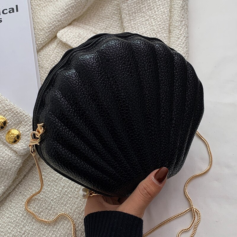 Kleine nischentasche für damen, trendige, 2022 sommer-umhängetasche mit kette #39 muscheltasche: Schwarz