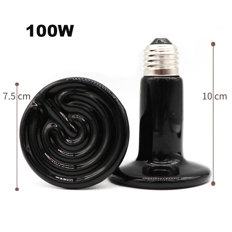 Mini lámpara de calefacción de cerámica infrarroja para reptiles, emisor de calor de 220V-240V, Bombilla de 50W, 75W, 100W, E27, bombillas cálidas para tortugas: 100W Type B