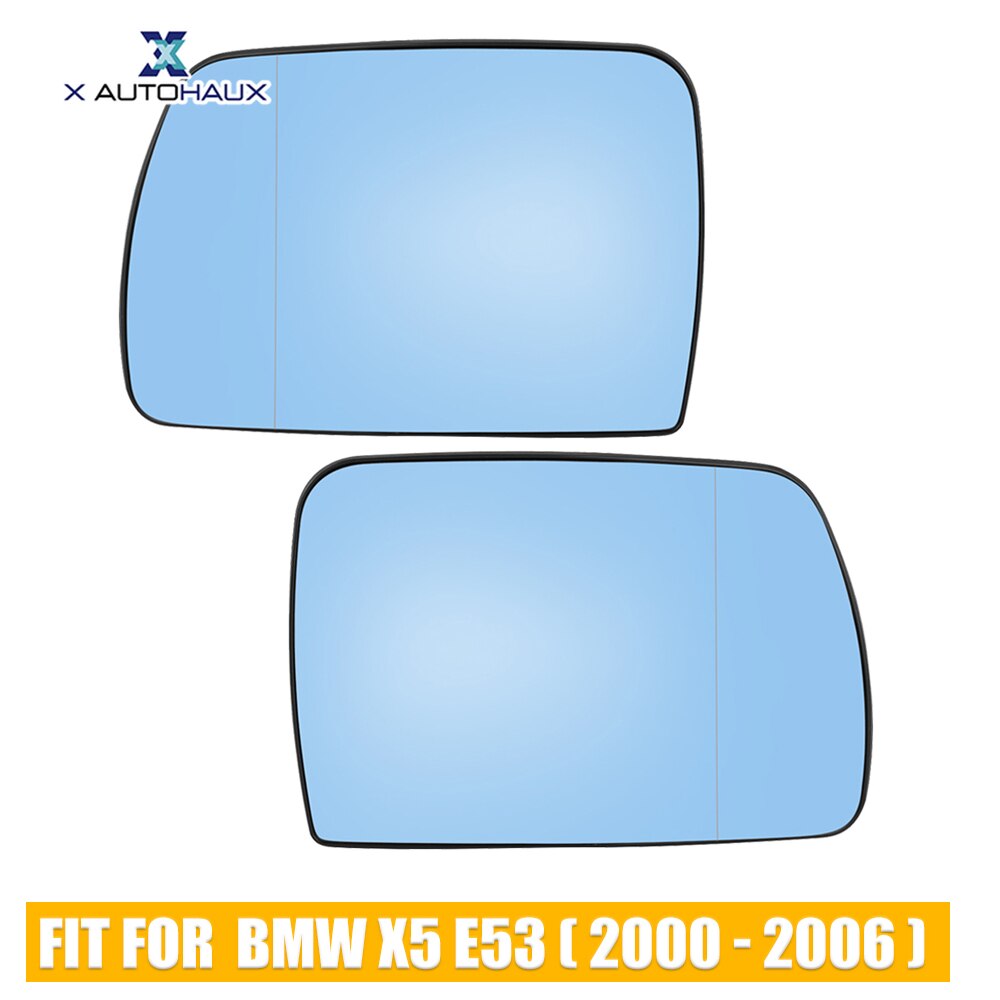 X Autohaux 1 Paar Auto Zijspiegel Glas Met Achterplaat Verwarmde voor BMW X5 E53 2000-2006 Voor land Rover Range Rover MK 02-04