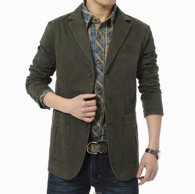 Brand Plus Size M-4XL Casual Blazer Men Cotton Denim Mens Slim Fit Suit Jacket Male Masculin Blazers Homme: 3 / XXXL