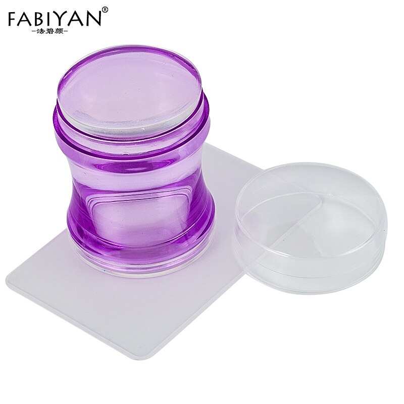 3,8 cm Silikon Gelee Polnischen Transfer Stempel Stempel Stanzen Schaber Mit Kappe Vorlage Druck Dekoration Nagel Kunst Manikübetreffend Werkzeuge: LILA
