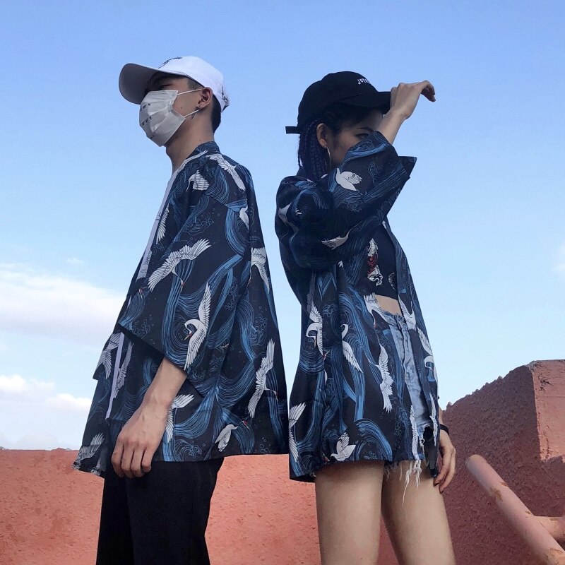 Women kimono man yukata female unisex haori obi Japanese kimono traditional matching couple outfits japanese clothes 10476