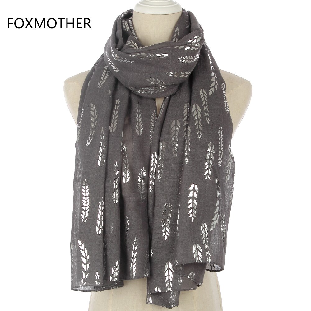 Foxmother fasjonable kvinner rosa hvit grå gul hveteblomst bronzing folie sliver skjerf til damer