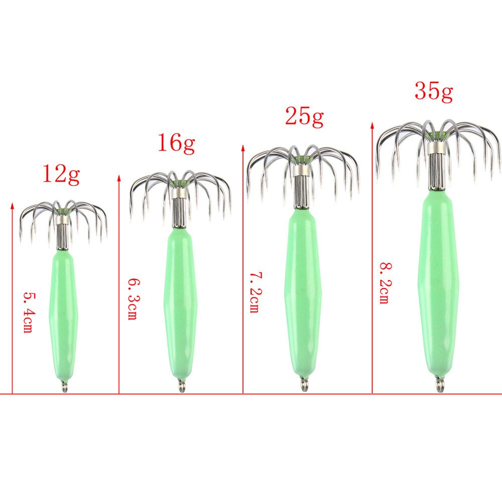 1Pcs Stainless Steel Luminous Squid Hooks Fishing Tackle Lures Squid Jigs Hook 12 Pin Umbrella Type Octopus Fish Hook Pesca