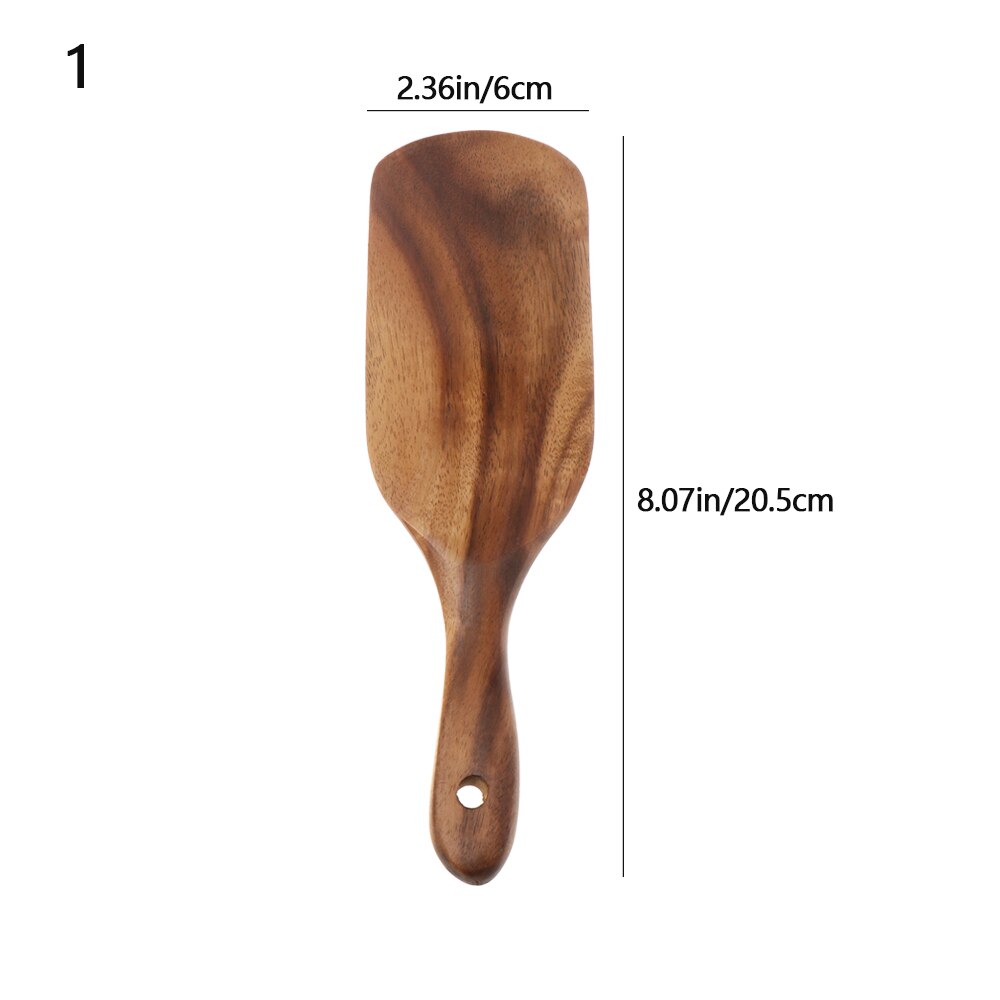Wooden Spurtles Set Slotted spatula Ladle colander for Stirring Mixing Serving Natural Teak Kitchen Cooking Utensil: 1
