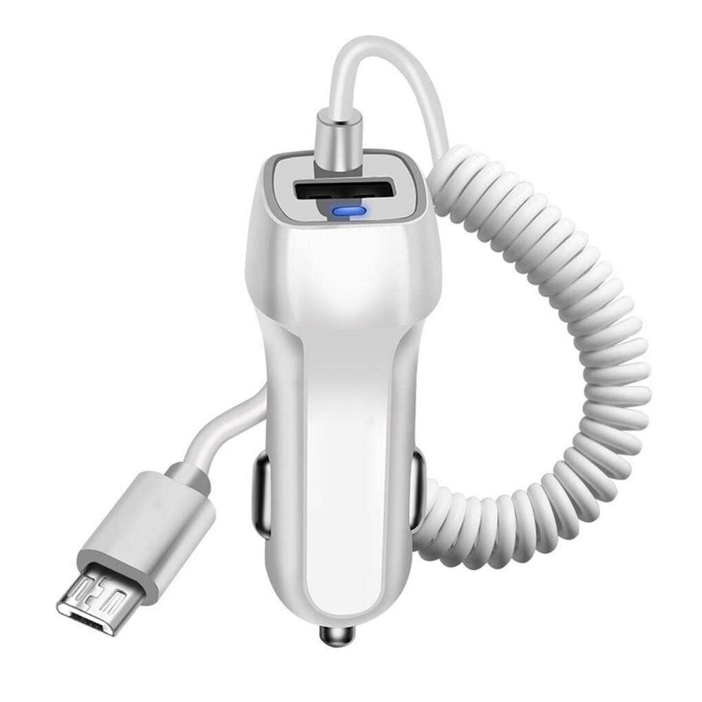 Usb Auto Telefoon Oplader Auto Usb Lader Snel Opladen Charge Micro Usb Type C Verlichting Kabel Voor Iphone Voor Samsung: White For Micro USB