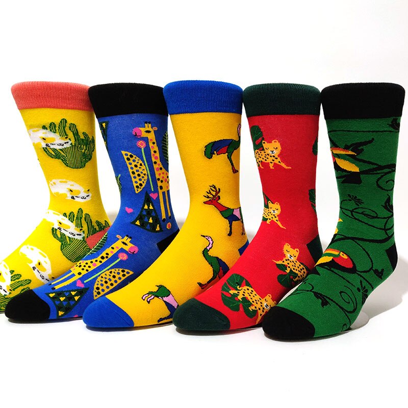 5 Paires/pack Happy Socks D'avocat Sushi Omelette Burger Pomme Nourriture Drôle Coton Chaussettes Femmes Chaussette Longue Hiver Femme: 5 Pairs-9