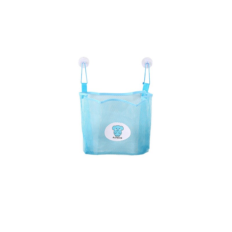 25x25cm Baby Kids Bath Time Tidy Storage Toy Suction Cup Bag Mesh Bathroom Organiser Net toiletries washcloth cleaning balls: blue