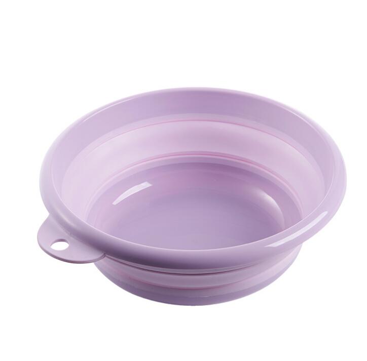1PC Outdoor Travel Folding Wash Basin Folding Bucket Container Portable Basin Collapsible PP+TPE Washbasin Bathroom Accessori: purple-M