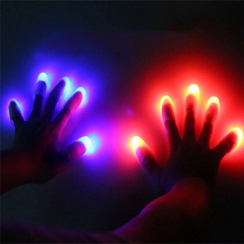 2 uds novedosos pulgares iluminados luz LED dedos destellantes accesorios para trucos de magia brillo increíble juguetes luminosos niños