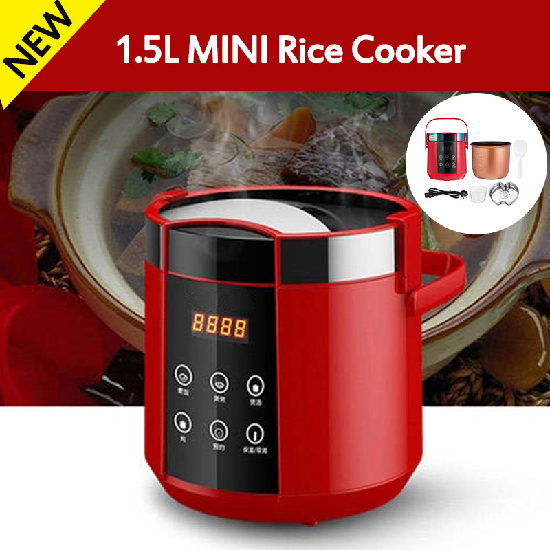 1.5L Mini Electric Rice Cooker 2 Layers Food Steamer Multifunction Meal Cooking Pot Fast Heating Lunch Box 24H Appointment 220V