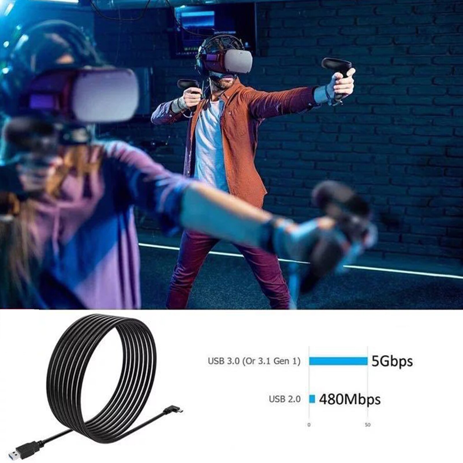 VR Cable Male To Male Date Cord For Oculus Quest 2 Video Game Consoles Games Accessories