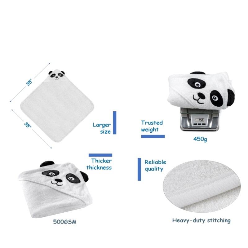 Baby Bath Hooded Towel, Washcloth with Hood, Organic Bamboo, Extra Soft, Absorbent, Perfect Baby Shower for Newborns Infant