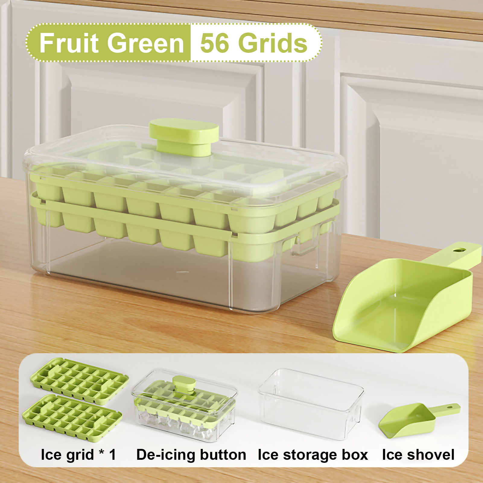 Ice Cube Tubs Household Ice Cube Artifact Large Capacity Ice Maker Press Refrigerator Homemade Food Grade Mold: Yellow