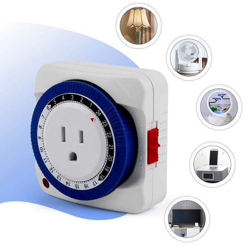 Outlet Timer Switch 24 Hour Plug-in Electric Mechanical Outlet Timer Switch Outlet Mechanical Timing Socket US Plug