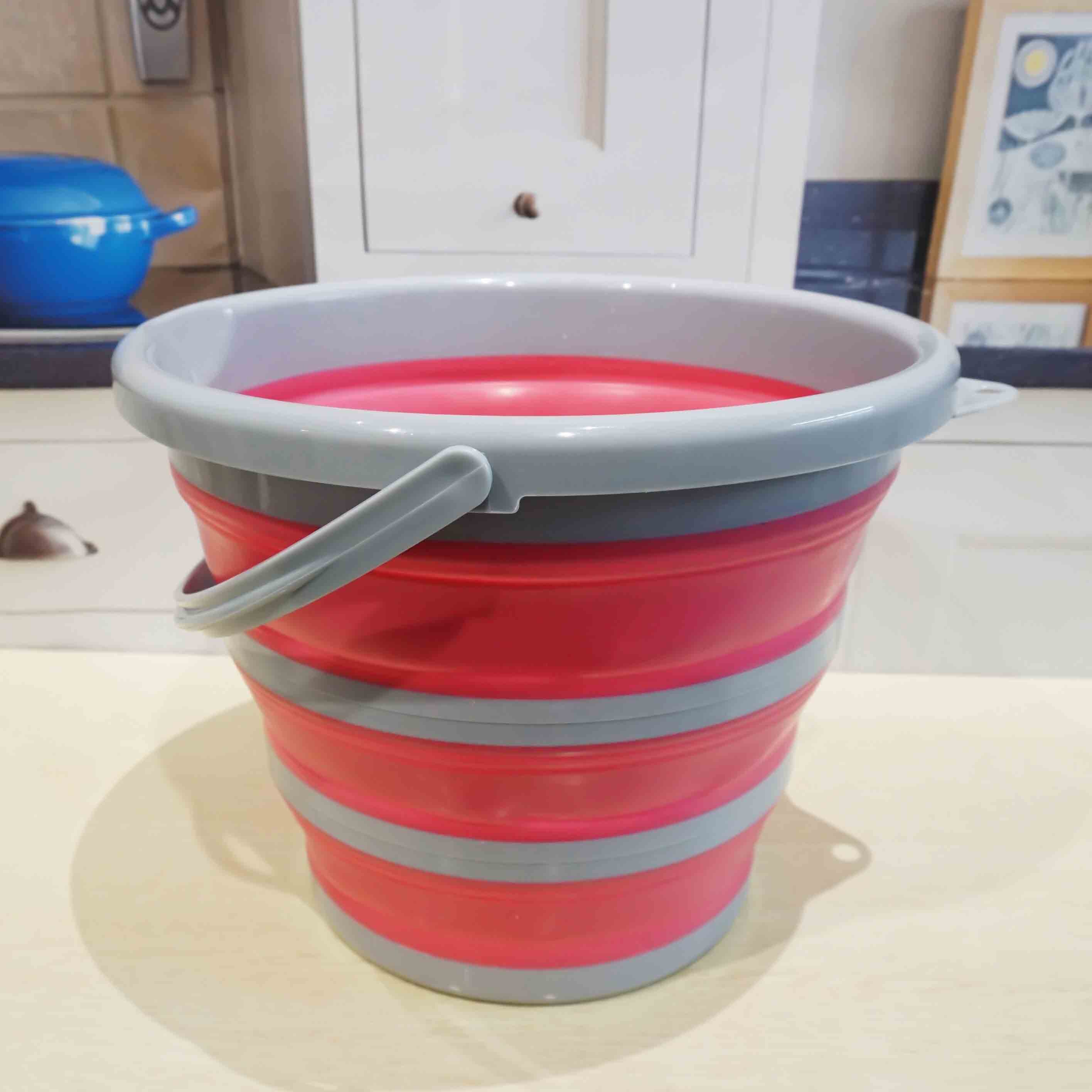 Silicone Folding Bucket for Fishing Collapsible Bucket Car Wash Outdoor Fishing Square Barrel Bathroom Kitchen Camp Bucket: Red
