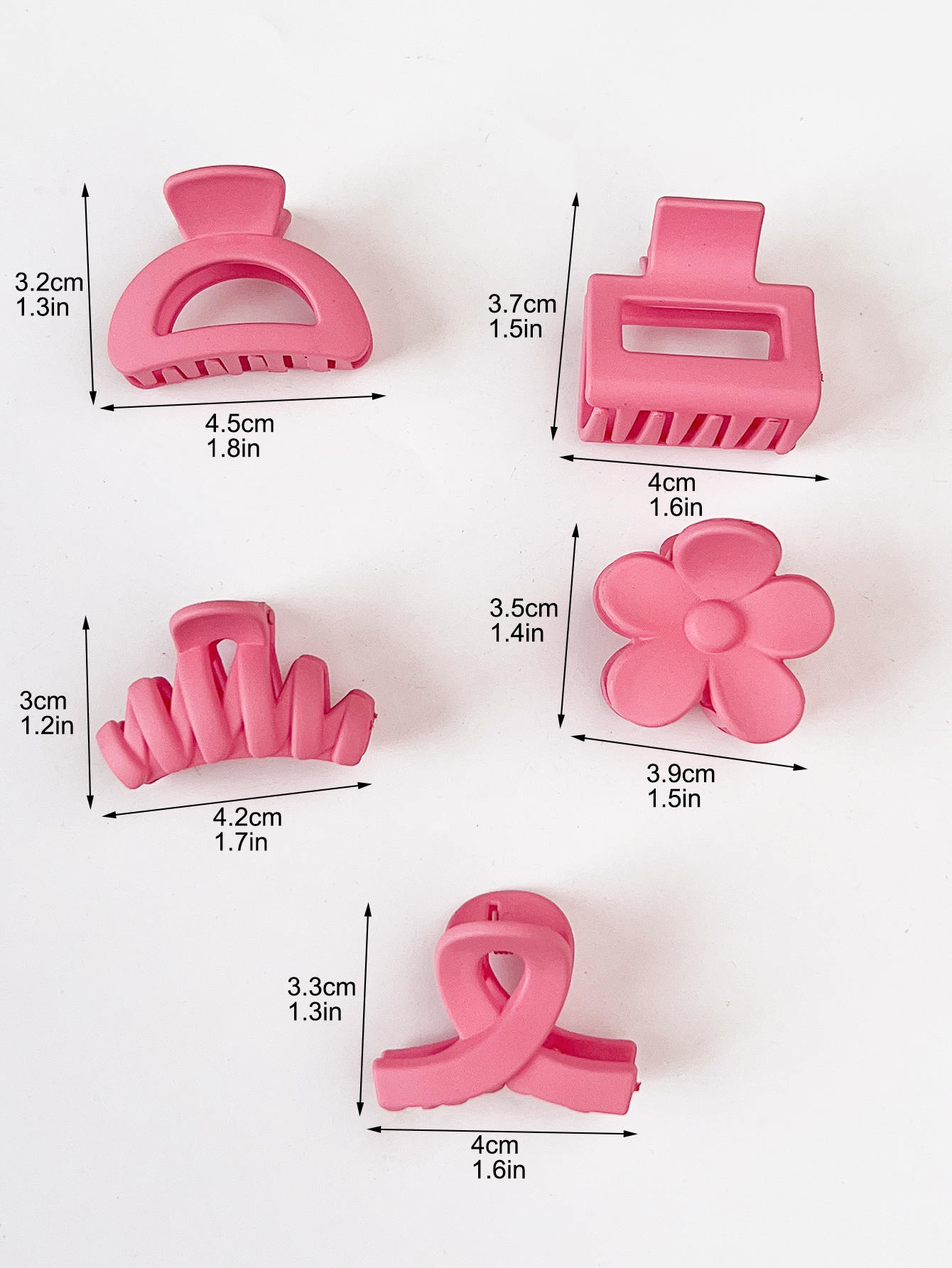 10 Pcs Pink Small Claw Clips Set,Matte Tiny Flower Jaw Clips for Women Girls,5 Style Nonslip for Thin Medium Fine Hair