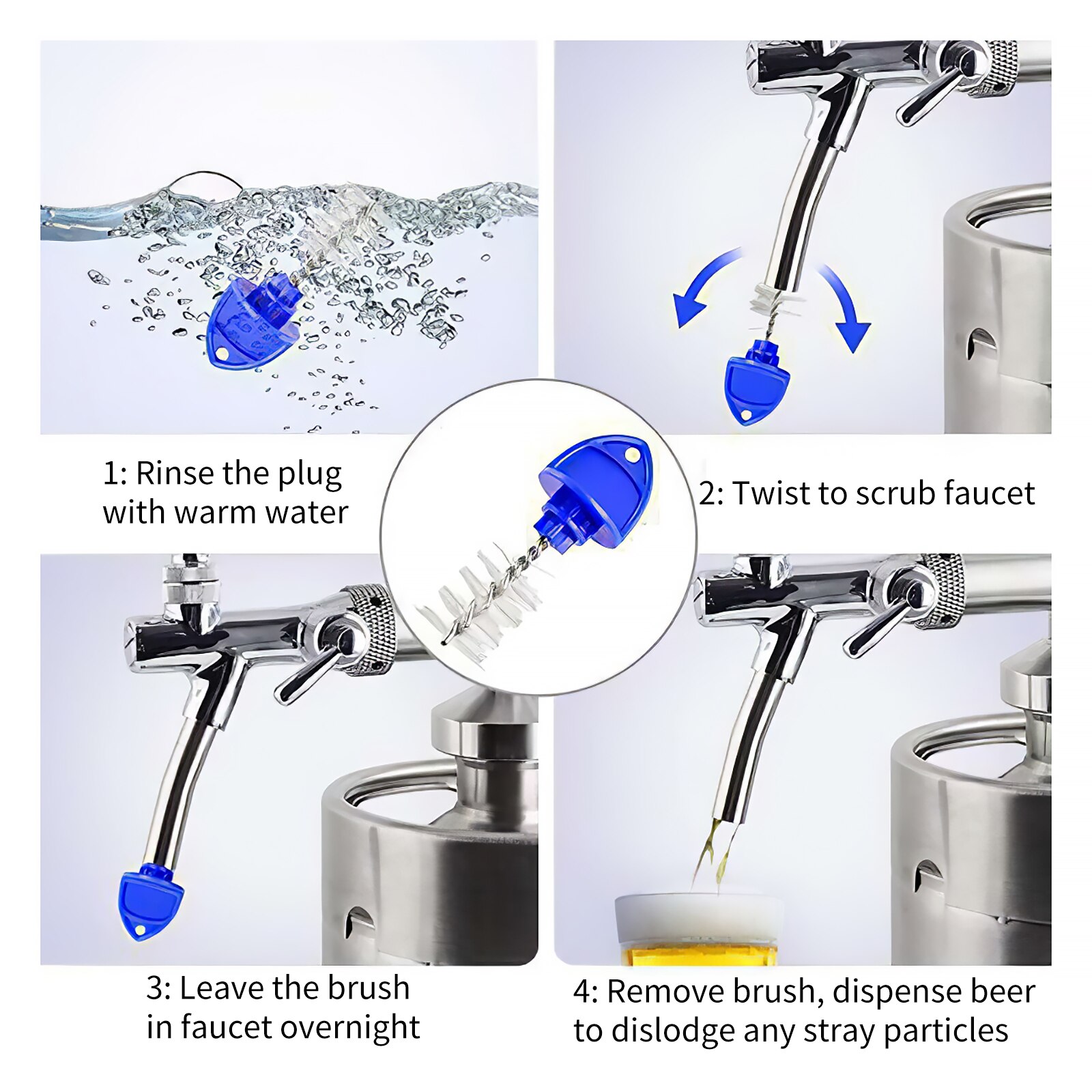 Bouchons de bière brosse de robinet, brosse de robinet de bière brosse de nettoyage de robinet, brosse hygiénique pour les outils de capuchon de robinet de bière, 15 pièces