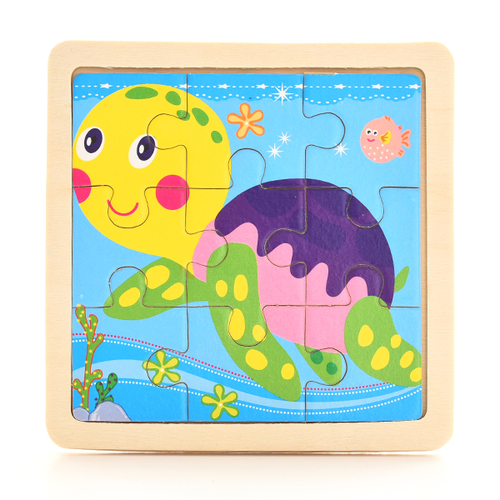 Baby Wooden Montessori Puzzle Child Game Wooden Puzzle 3D Cartoon Animal Puzzle Babies Toys Puzzles For Kids 1 2 3 Year Old: Sea turtle