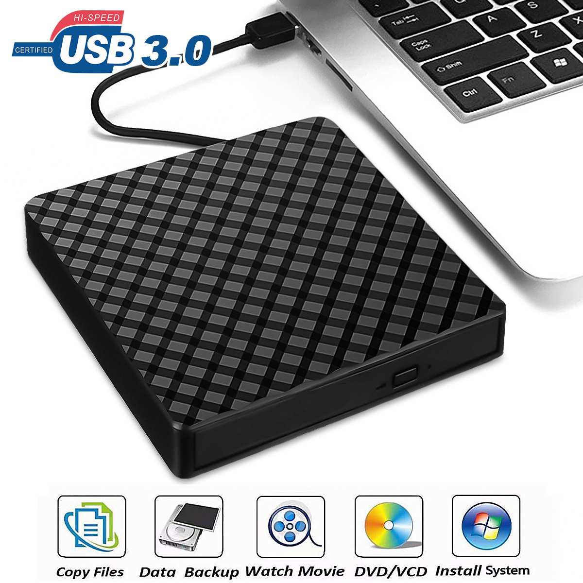 USB 3.0 Slim External DVD RW CD Writer Drive Burner Reader Player Optical Drives For Laptop PC dvd burner dvd portatil