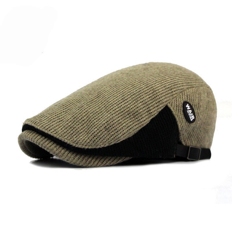 Boinas de lana para ancianos de mediana edad, gorro grueso a prueba de viento y frío, clásico británico, Retro, D18: Cream-Colored