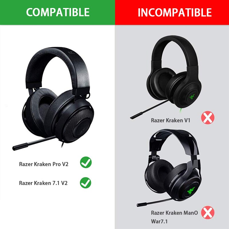 Kutou korvatyynyt razer kraken pro  v2 korvatyynyä kraken 7.1 v2 korvatyynyä pehmuste korvakupit varaosat kuulokkeiden vaahtomuovityyny