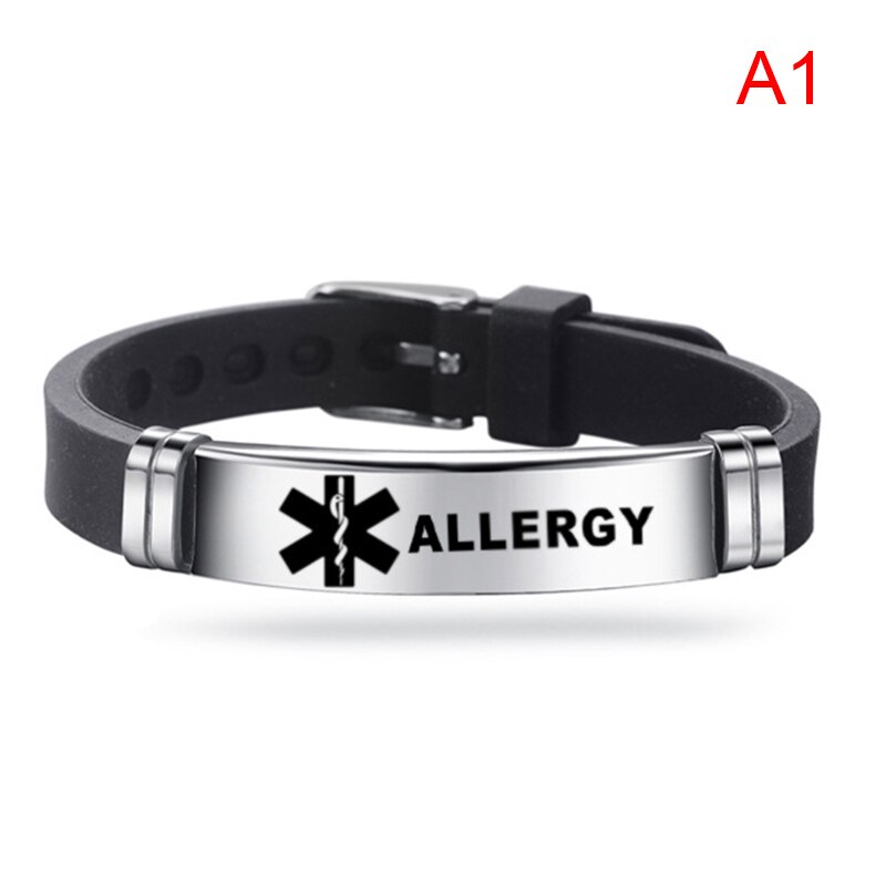 Mannen Alert Id Siliconen Armband Ijs Bangles Polsband Verstelbare Lengte Voor Mannen Vrouwen Kind Sieraden Type 1 Diabetes: JTJY11-A1