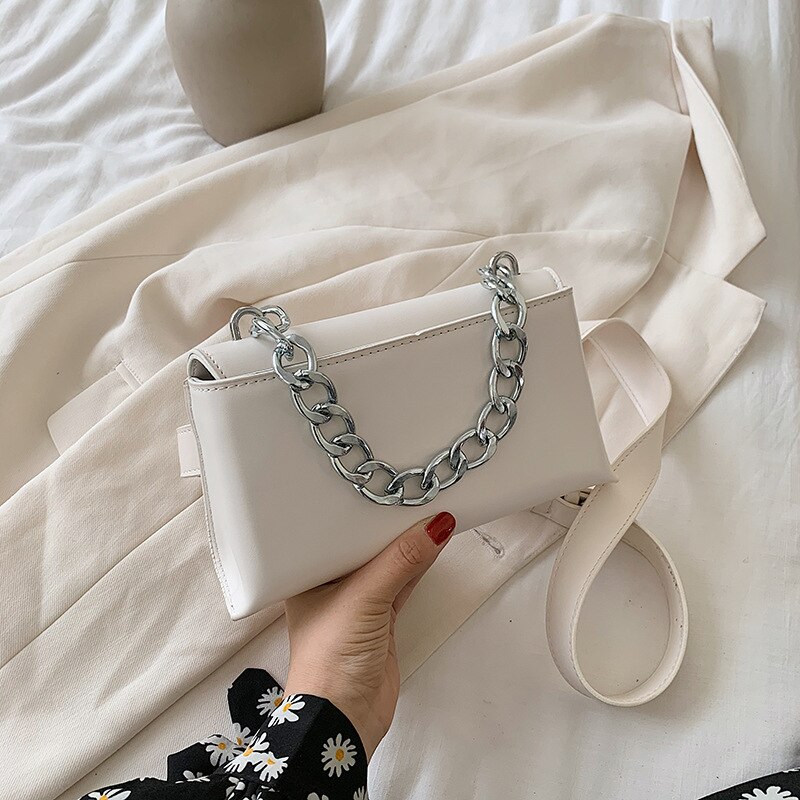 Moda corrente saco da cintura para as mulheres de couro do plutônio cor sólida casual pequeno quadrado sacos de ombro feminino crossbody peito pacotes sacos sac: WHITE
