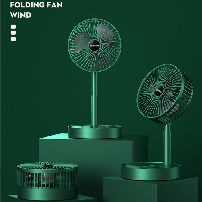 Draagbare opvouwbare ventilator Mini-standaardventilator Verstelbare hoogte Mute Desktopventilator Luchtcirculatieventilator Vloerventilator 3 snelheden aanpassing