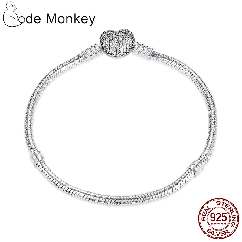 Sterling Silver Bracelet Fit Original Beads Charms Bangle DIY Jewelry Making For Women