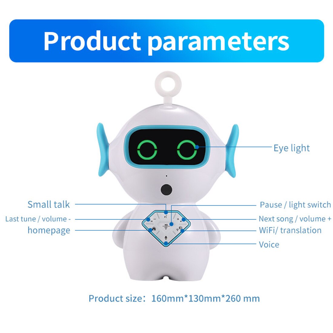 Kinderen Interactieve Spraakherkenning Robot Intelligente Begeleiden Speelgoed Smart Robot Muziek App Voice Chat Storytelling Voor Kids