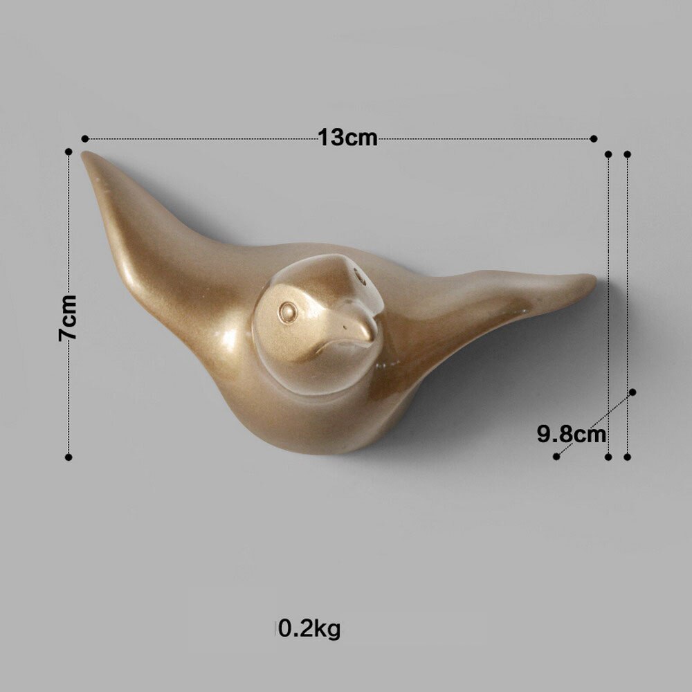 Badkamer Deur Kapstok Moderne stijl Hars 3D Seagull Vorm Decoratie Haak, Zeemeeuw Vorm Decoratieve Haak: Gold Small